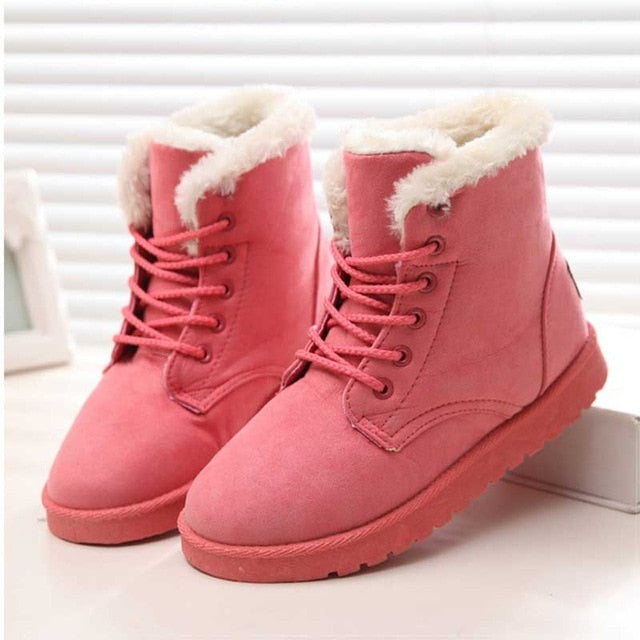 faux suede winter warm women snow boots