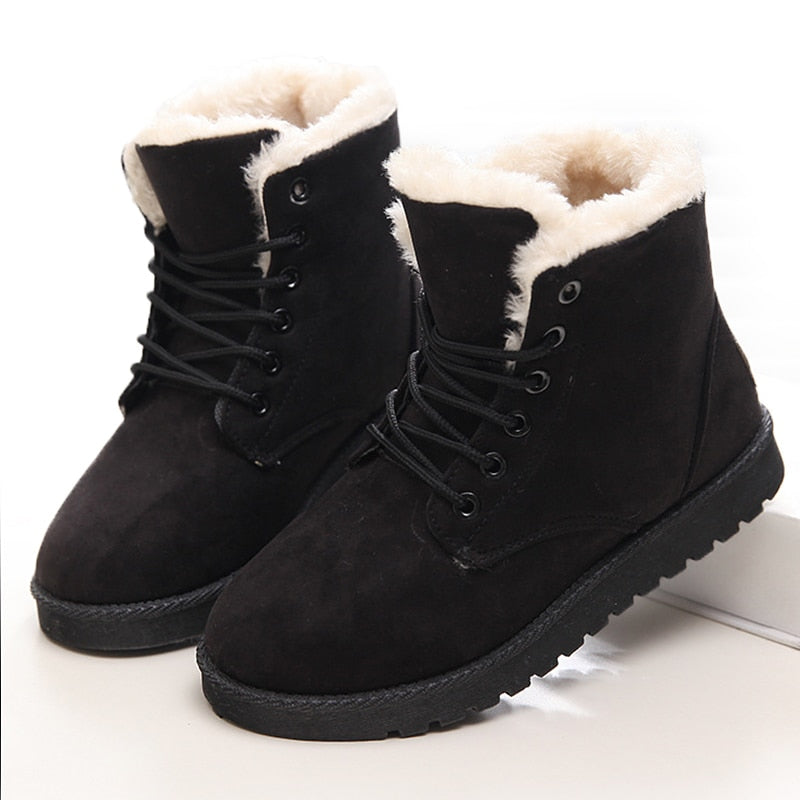 faux suede winter warm women snow boots