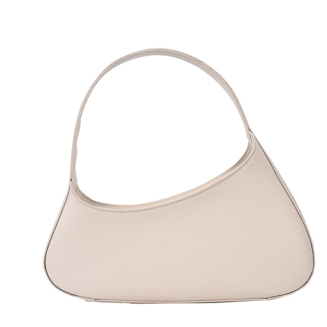 retro french subaxillary bag vintage minimalist small handbags ladies shoulder bag beige shoulder bag / (20cm<max length<30cm)