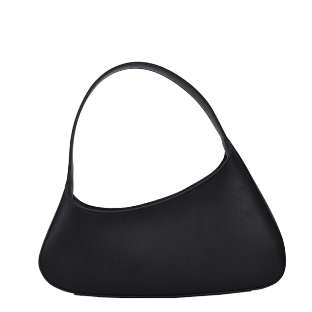 retro french subaxillary bag vintage minimalist small handbags ladies shoulder bag black shoulder bag / (20cm<max length<30cm)