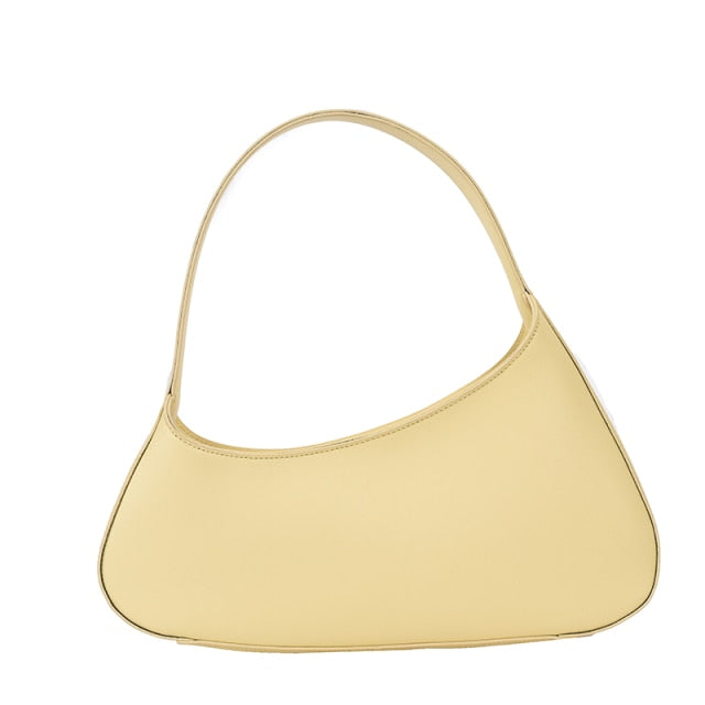retro french subaxillary bag vintage minimalist small handbags ladies shoulder bag yellow shoulder bag / (20cm<max length<30cm)