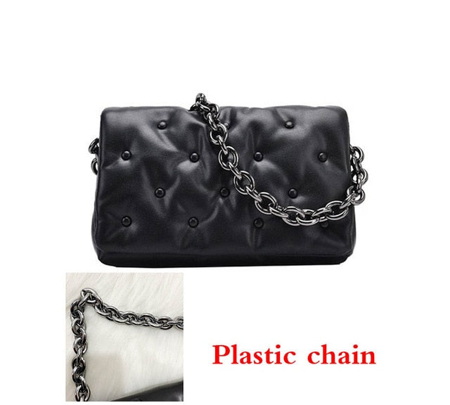 denim quailty thick metal chain women's shoulder bags plastic black / (20cm<max length<30cm)