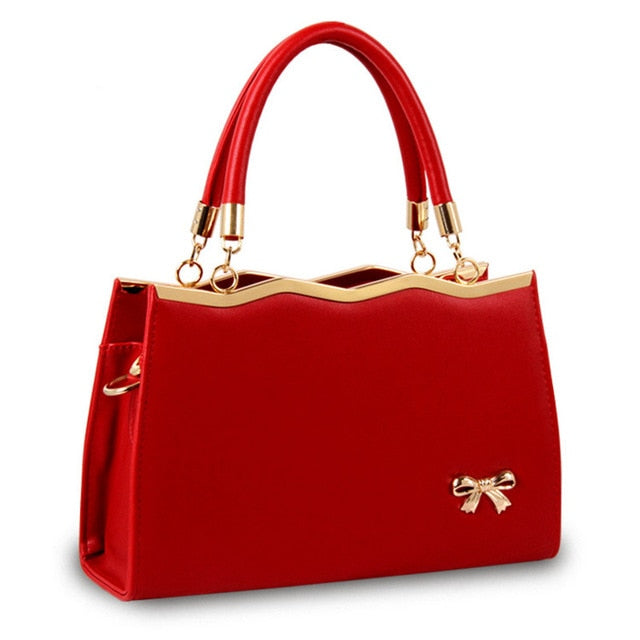 casual tote women pu leather handbags red 10 / 30x10x20 cm