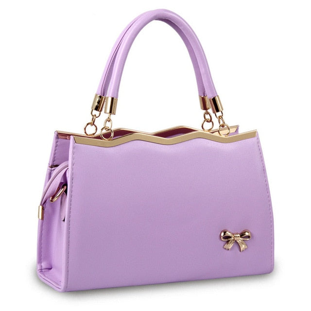 casual tote women pu leather handbags lavender 200004891 / 30x10x20 cm
