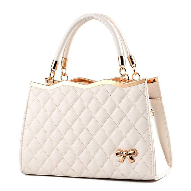 casual tote women pu leather handbags beige 365458 / 30x10x20 cm