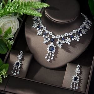 aaa cubic zirconia elegant jewelry sets blue