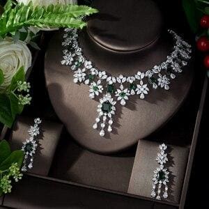 aaa cubic zirconia elegant jewelry sets green