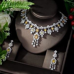 aaa cubic zirconia elegant jewelry sets yellow