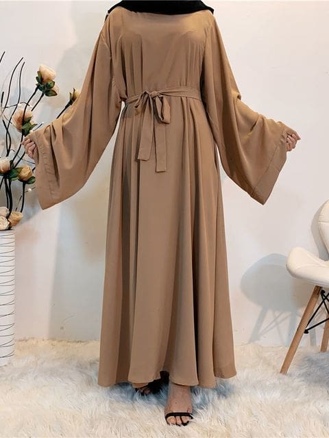 Abaya Muslim Fashion Islamic Clothing Women Maxi Dresses Apricot / M HIJAB & BURKA