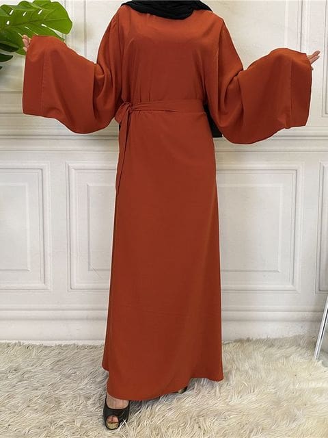 Abaya Muslim Fashion Islamic Clothing Women Maxi Dresses Brick Red / M HIJAB & BURKA