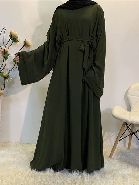 Abaya Muslim Fashion Islamic Clothing Women Maxi Dresses Dark Green / L HIJAB & BURKA