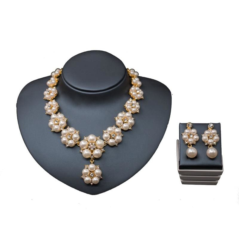 african beads simulated pearl wedding jewelry set