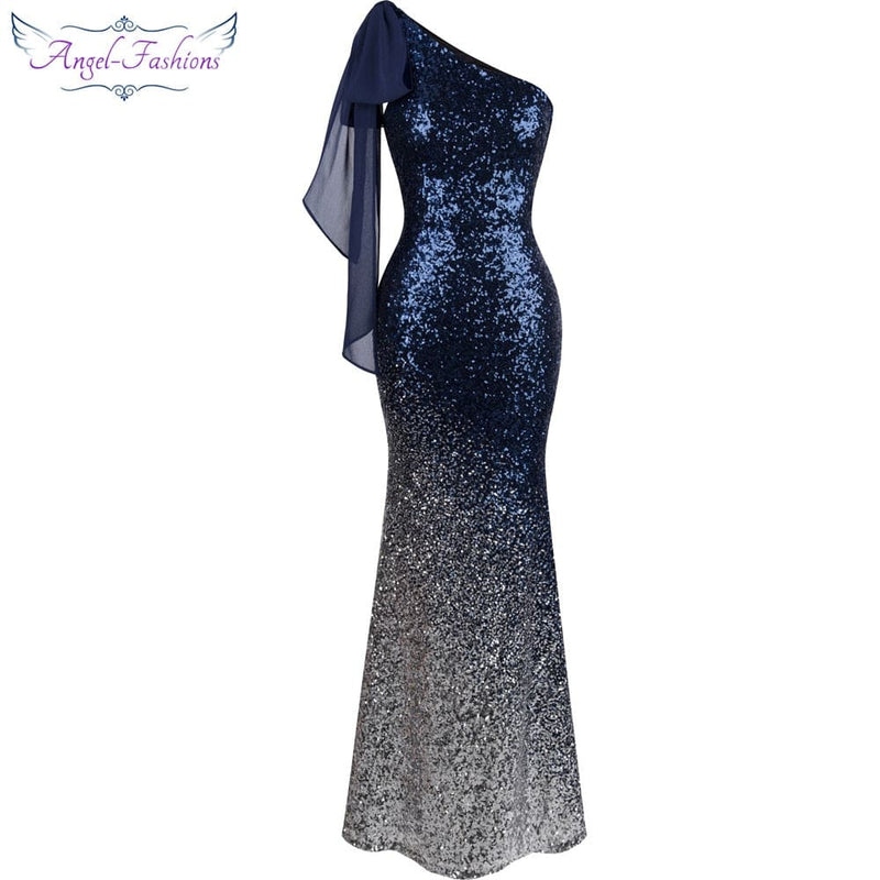 angel fashions vintage sequin gradient mermaid long evening dress