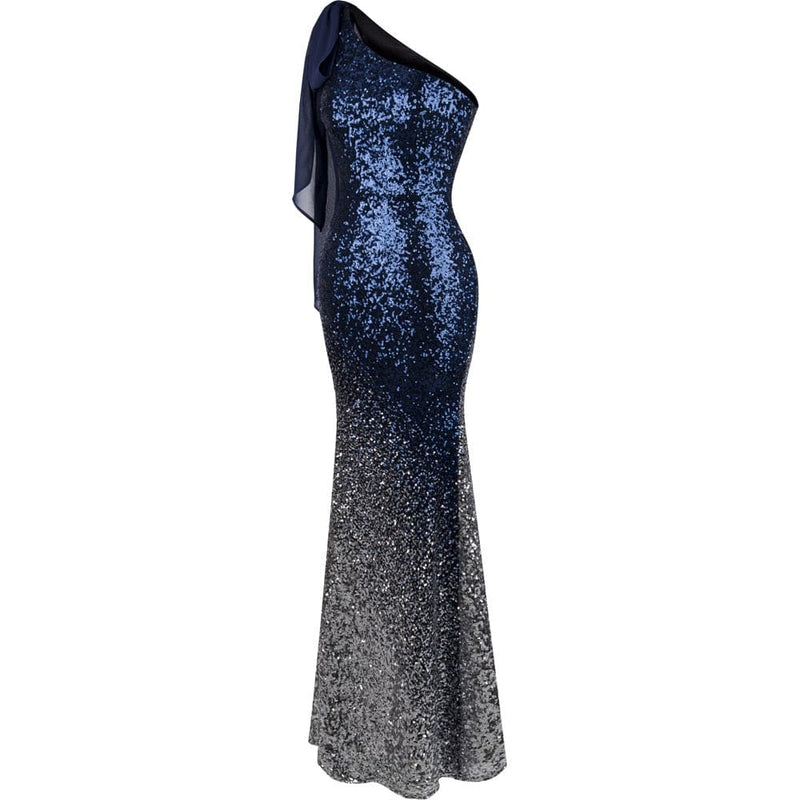 angel fashions vintage sequin gradient mermaid long evening dress