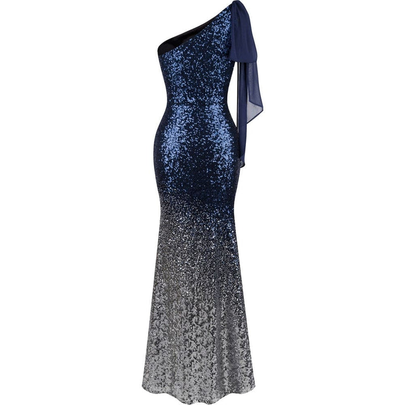 angel fashions vintage sequin gradient mermaid long evening dress