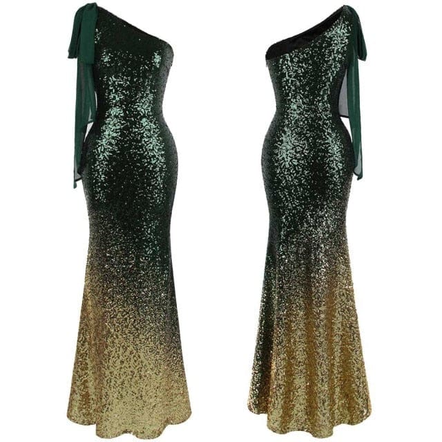 angel fashions vintage sequin gradient mermaid long evening dress