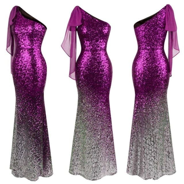 angel fashions vintage sequin gradient mermaid long evening dress