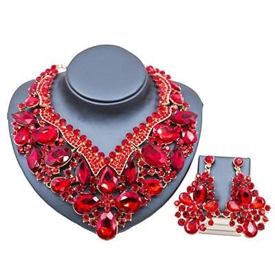 austrian crystal necklace and earrings for wedding red