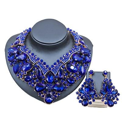austrian crystal necklace and earrings for wedding royal blue