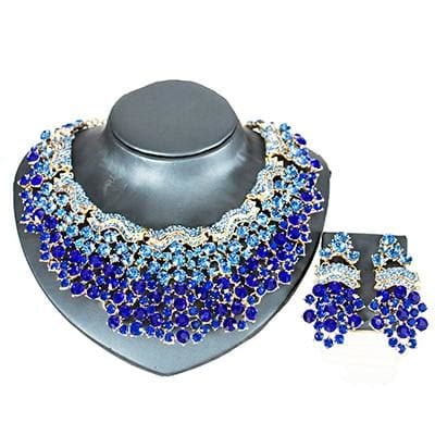 austrian crystal necklace and earrings set royal blue