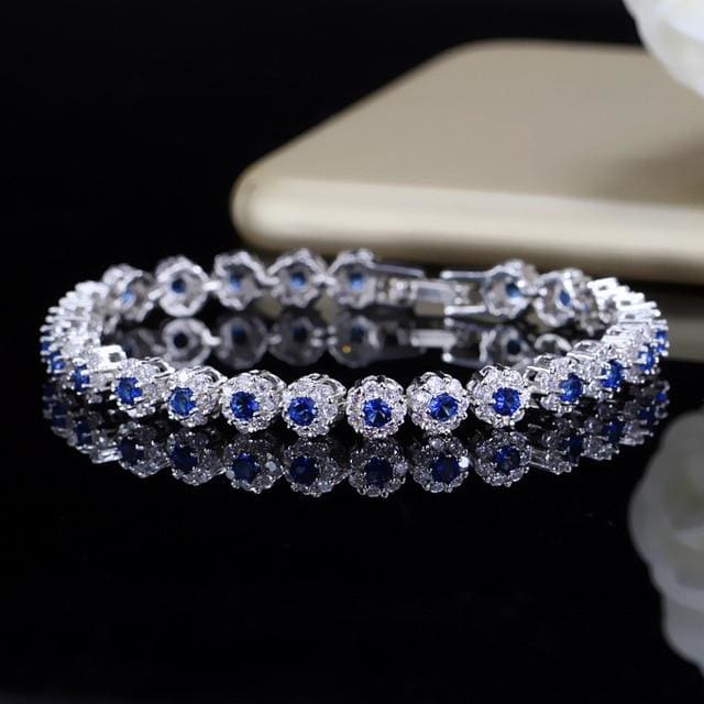big cubic zirconia royal tennis bracelet blue