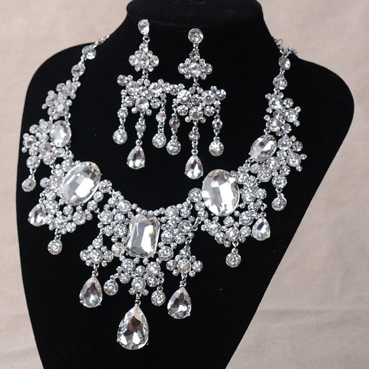 big rhinestone water drop statement crystal bridal jewelry sets
