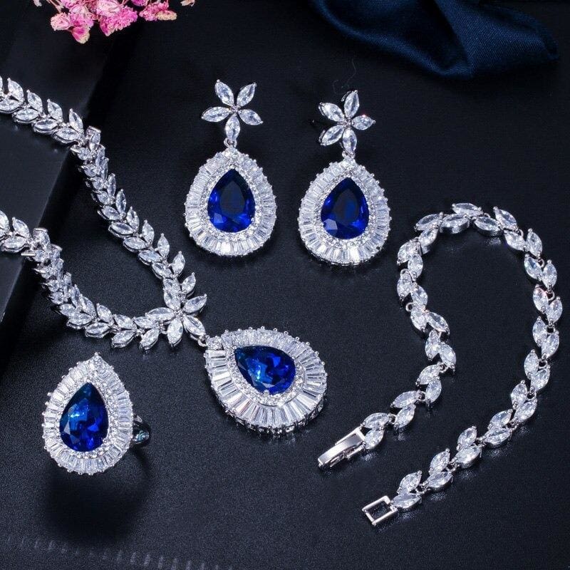 big water drop cubic zircon luxury jewelry set