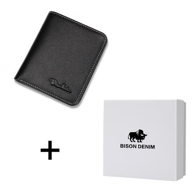 bison denim genuine leather black purse for men black with box