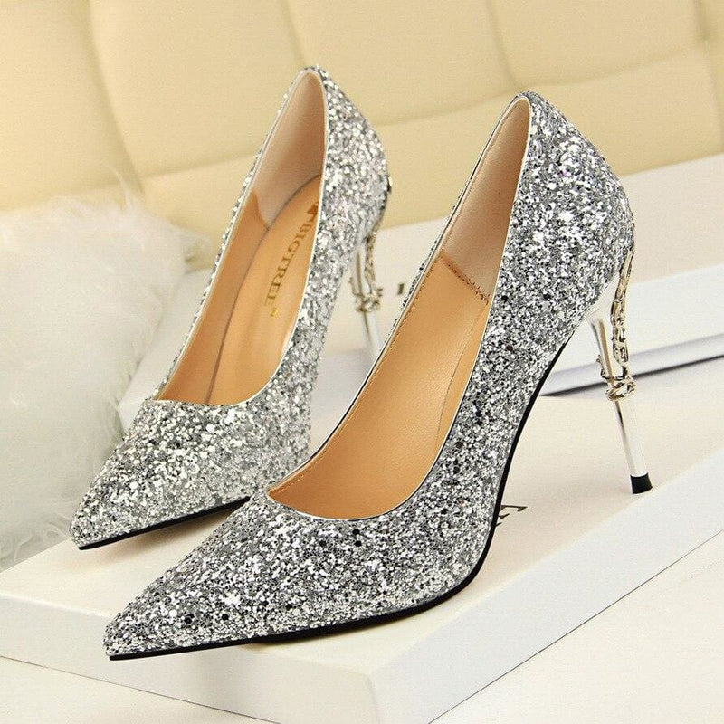 bling glitter sequined cloth sexy wedding shoes