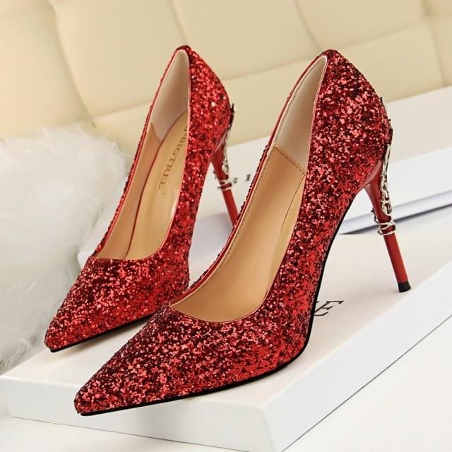 bling glitter sequined cloth sexy wedding shoes