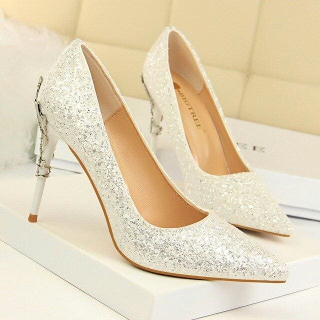 bling glitter sequined cloth sexy wedding shoes