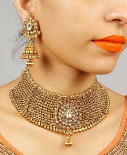 bollywood style wedding gold plated bridal jewelry set
