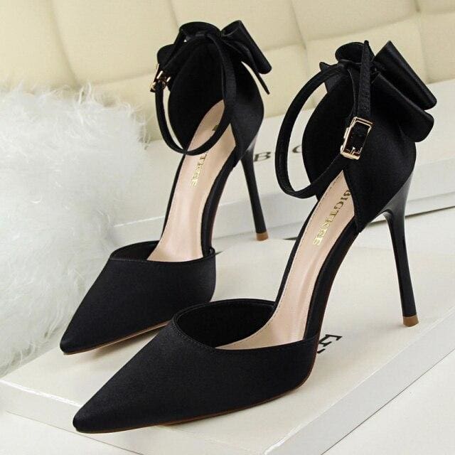 bow-knot 10cm high heels for women party shoes