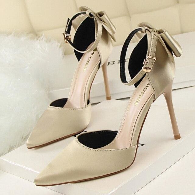 bow-knot 10cm high heels for women party shoes