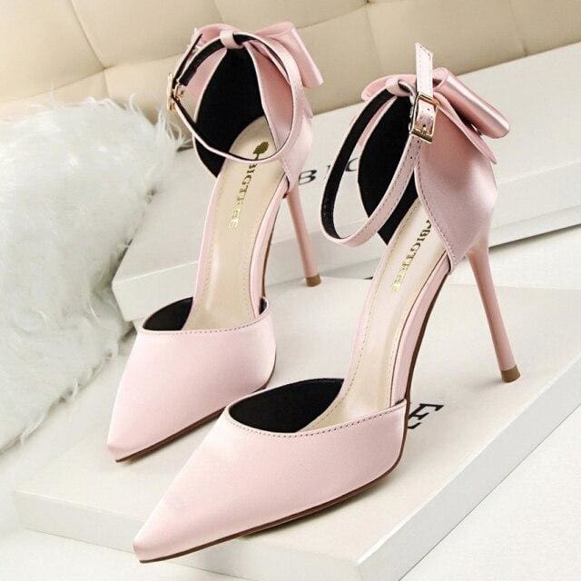 bow-knot 10cm high heels for women party shoes