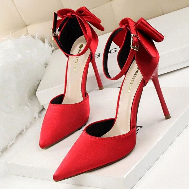 bow-knot 10cm high heels for women party shoes