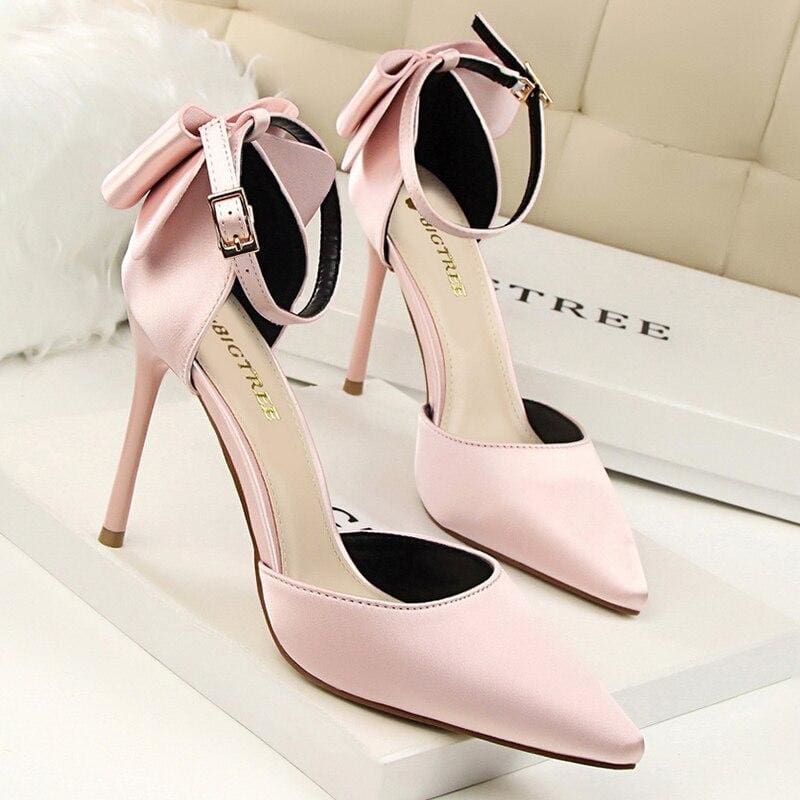 bow-knot 10cm high heels for women party shoes