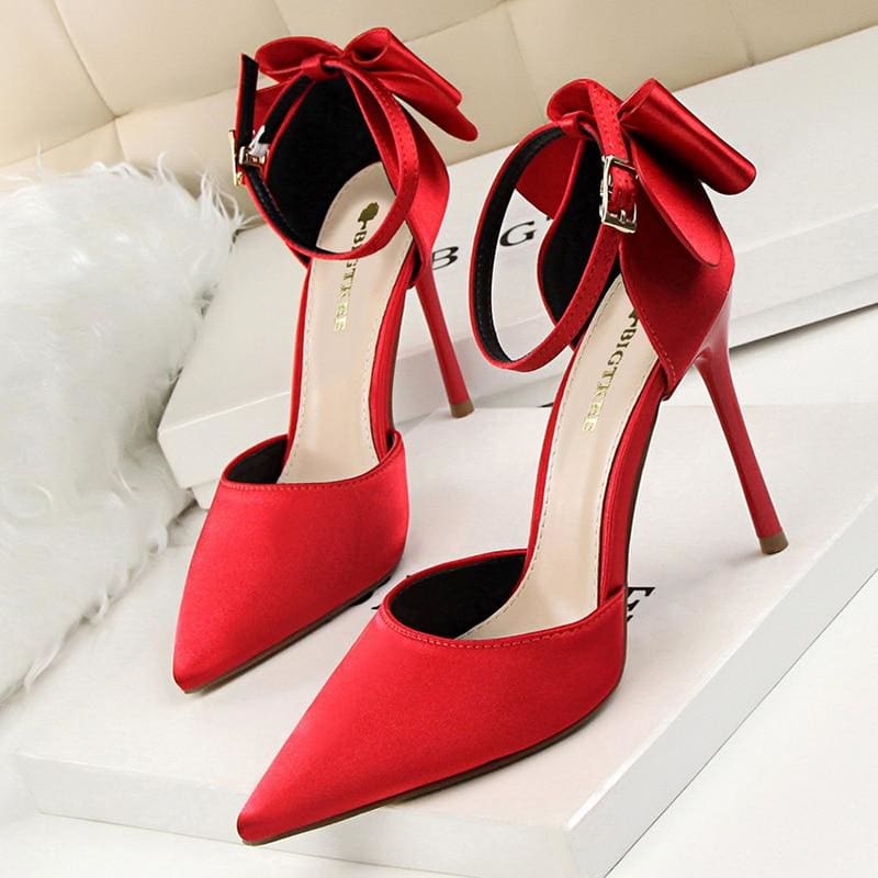 bow-knot 10cm high heels for women party shoes