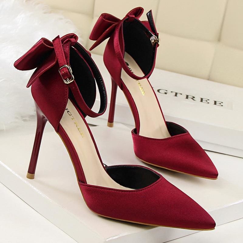 bow-knot 10cm high heels for women party shoes