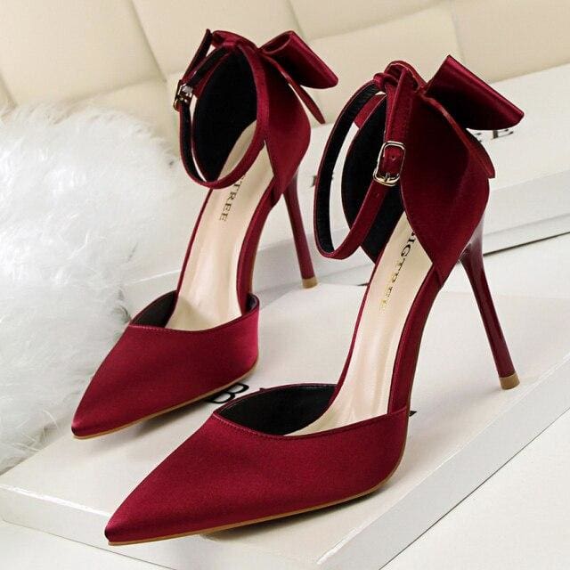 bow-knot 10cm high heels for women party shoes