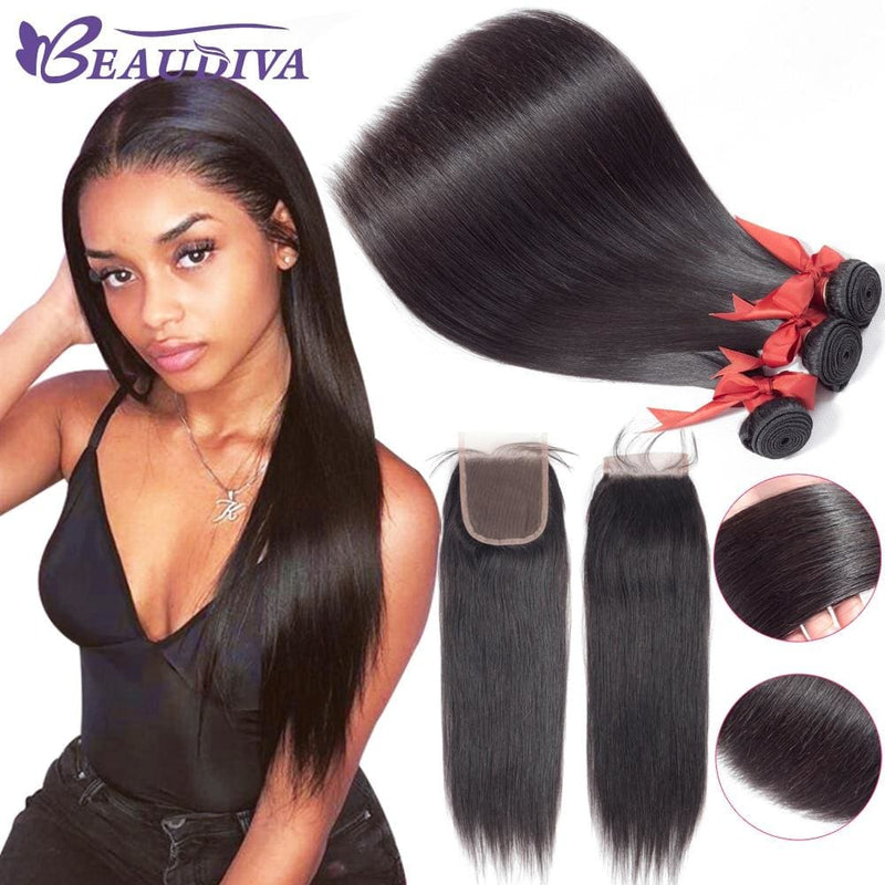 brazilian straight hair weave human hair bundles with closure