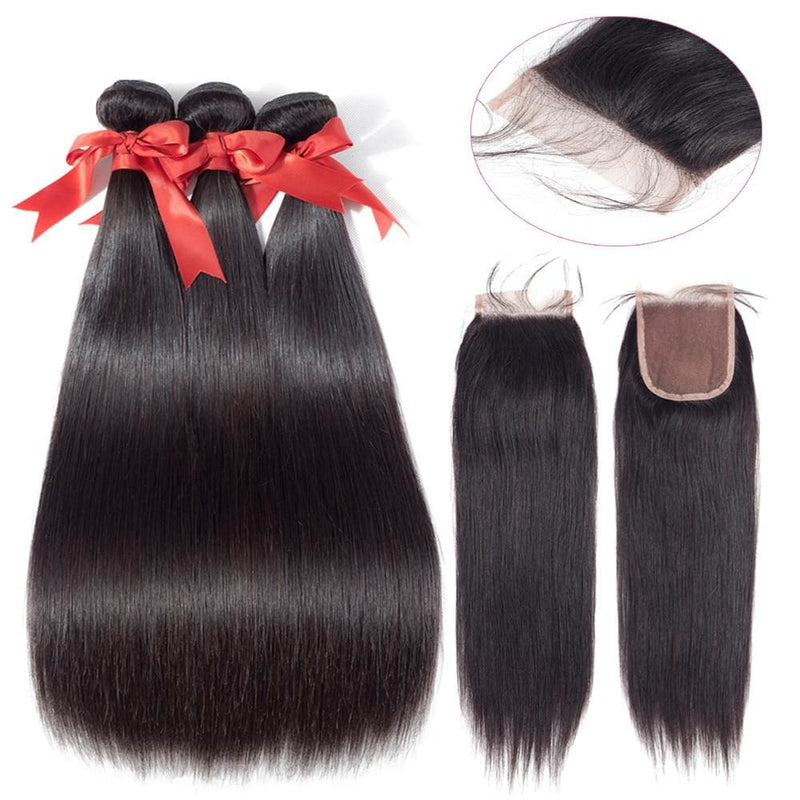 brazilian straight human hair bundle with closure