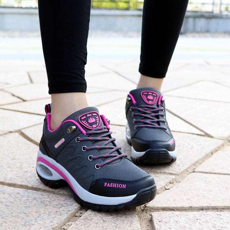 breathable air cushion lace up platform athletic walking sneakers