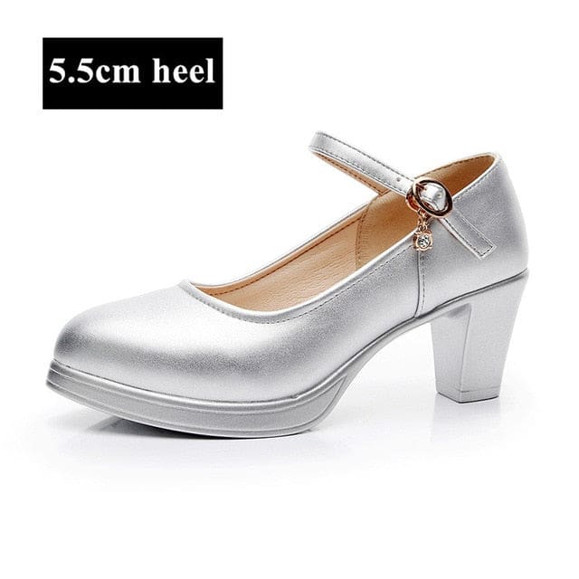 Breathable Split Brand Leather High Heels Pumps Sliver 5.5cm Heel / 6 HIGH HEELS