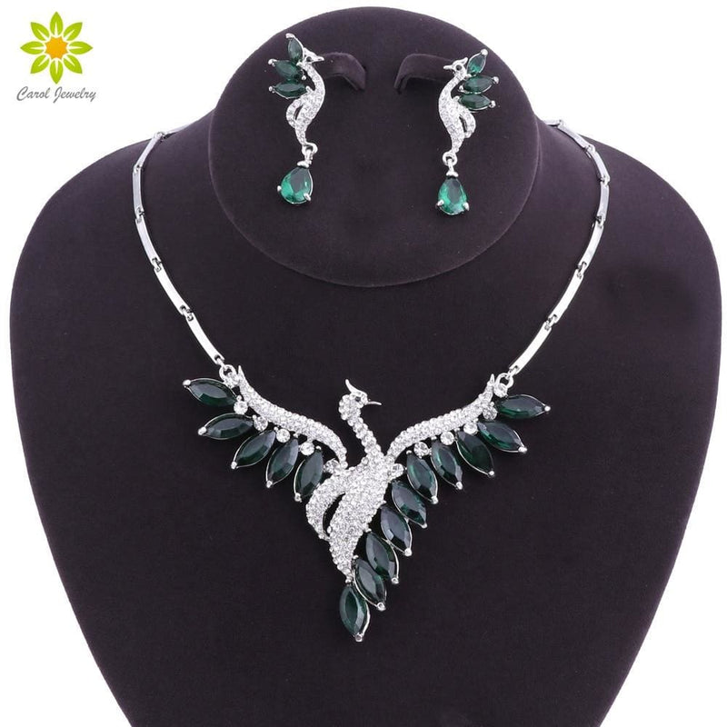 bridal jewelry sets peacock necklace earrings set