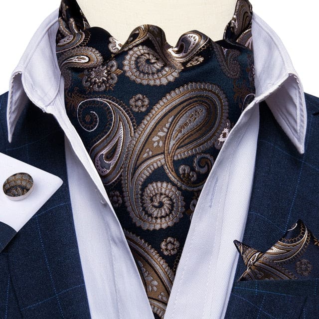 British Style Luxury Men Vintage Paisley Formal Cravat Tie Set AS-2045 BOW TIE