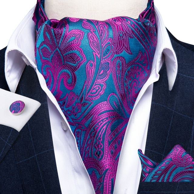 British Style Luxury Men Vintage Paisley Formal Cravat Tie Set ASC-2003 BOW TIE