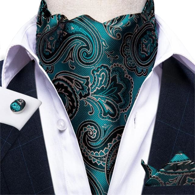 British Style Luxury Men Vintage Paisley Formal Cravat Tie Set ASC-2007 BOW TIE