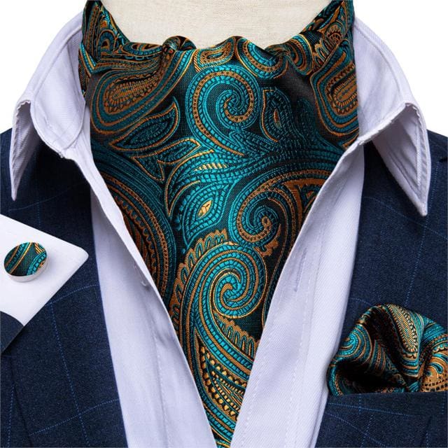 British Style Luxury Men Vintage Paisley Formal Cravat Tie Set ASC-2016 BOW TIE