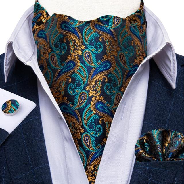 British Style Luxury Men Vintage Paisley Formal Cravat Tie Set ASC-2020 BOW TIE